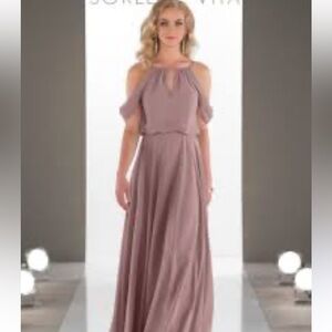 NWT Sorella Vita Dusty Rose High Neck Flutter Sleeve Chiffon Dress, Size 14